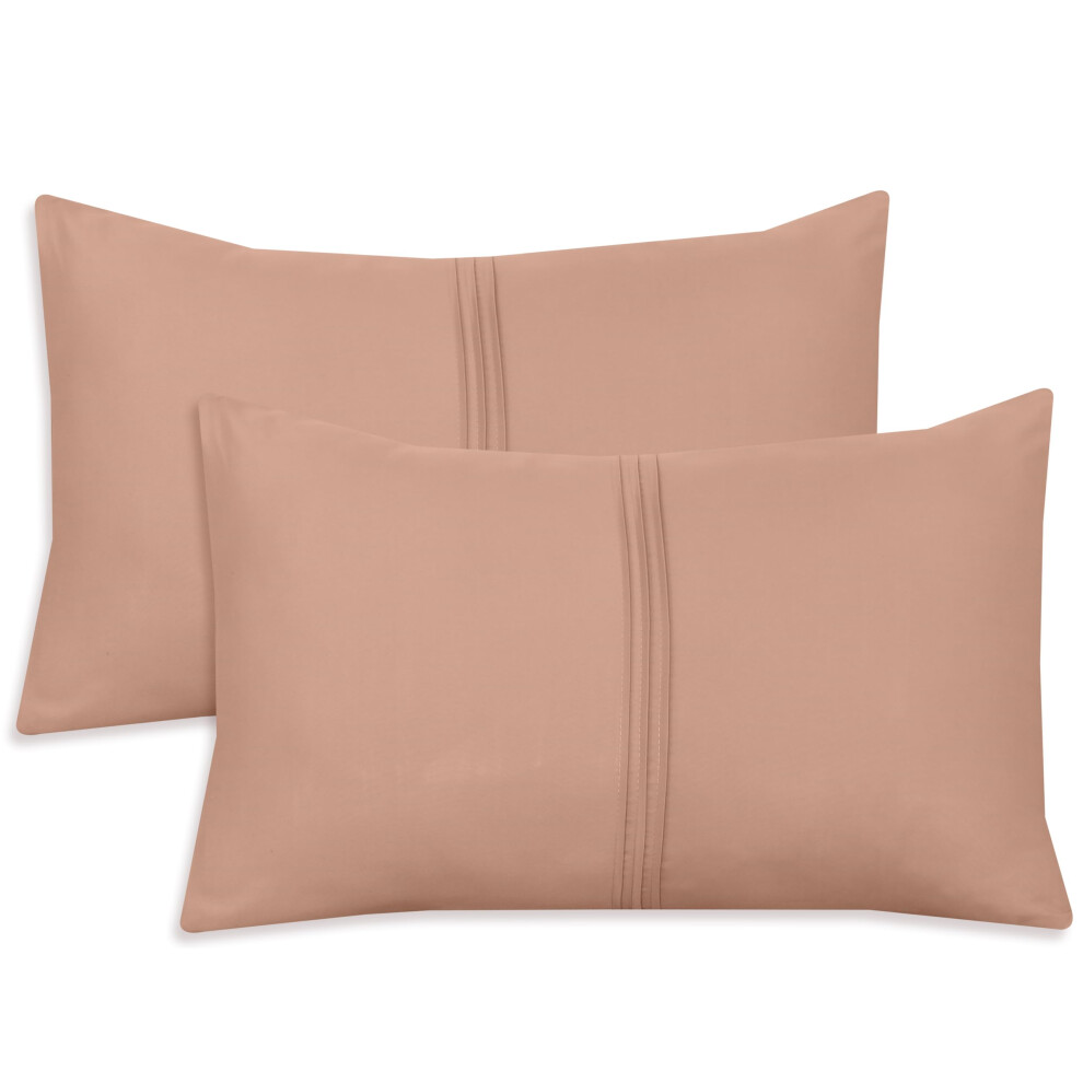 Nafay Living Pintuck Pillowcases 2 Pack Brushed Microfiber Soothing Feel Wrinkle & Fade Resistant With Envelope Closure (Peach)