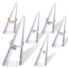 KALIONE 6Pcs Acrylic Ring Holder Ring Display, Transparent Jewelry Display Stand, Acrylic Ring Display Stand Set, Clear Finger Rings Show Stand Ring