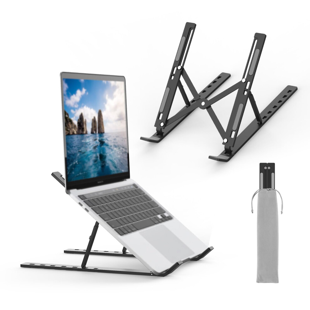 Grifema Gb1054b Laptop Stand For Desk, Adjustable Laptop Riser, Portable Laptop Stand With 7 Angle Adjustment For 10?-17.3? Laptops, Tablets Black 5051225156268