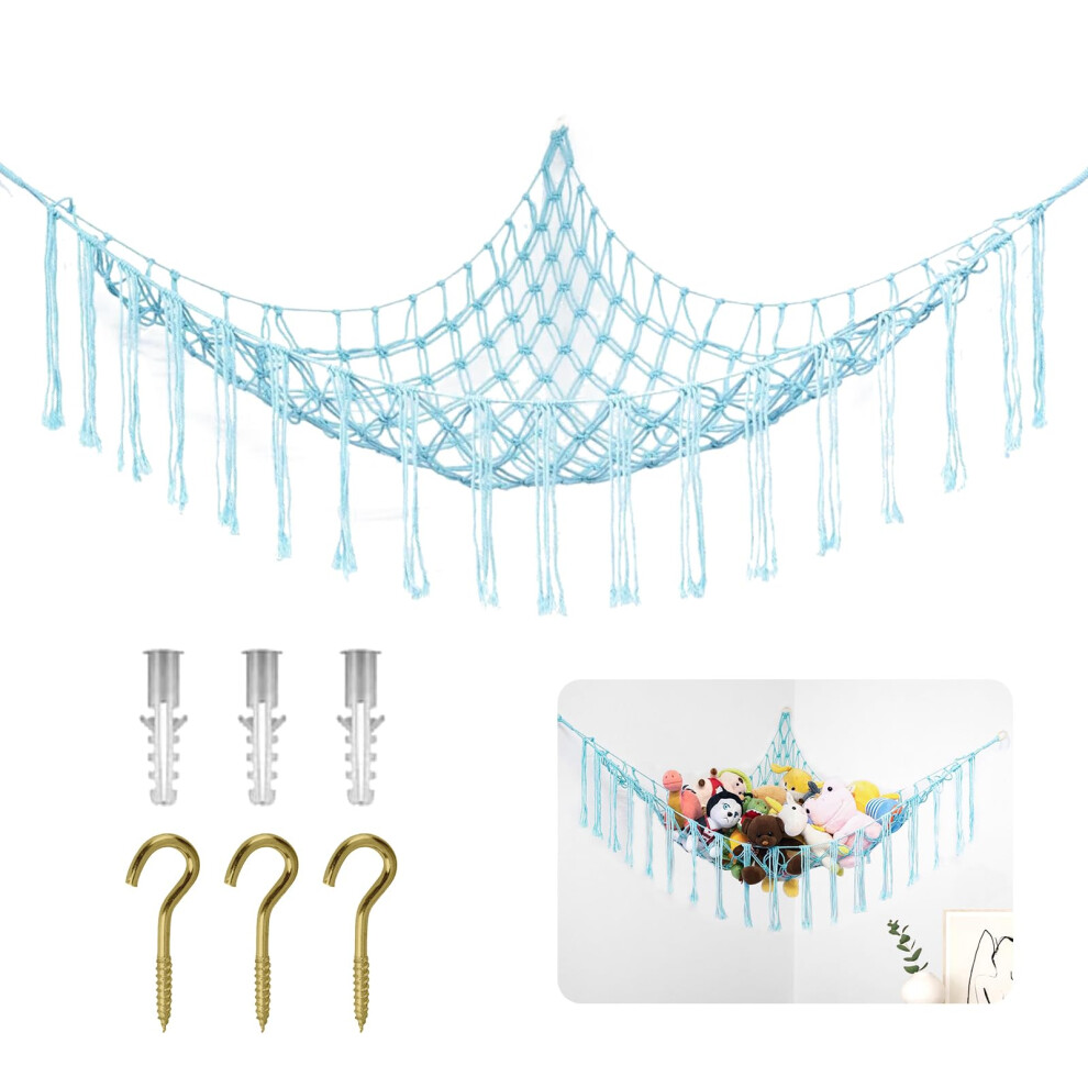 Teddy Hammock,Toy Hammock For Stuffed Animals,Toy Hammock,Corner Toy Storage Net For Stuffed Animals,Teddy Hammock With 3 Hooks,Soft Toy Karells