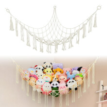 Teddy Hammock ? Boho Corner Toy Storage Net for Stuffed Animals, Large Hanging Organizer for Kids? Bedroom & Playroom, Macrame Cuddly Toy Storage