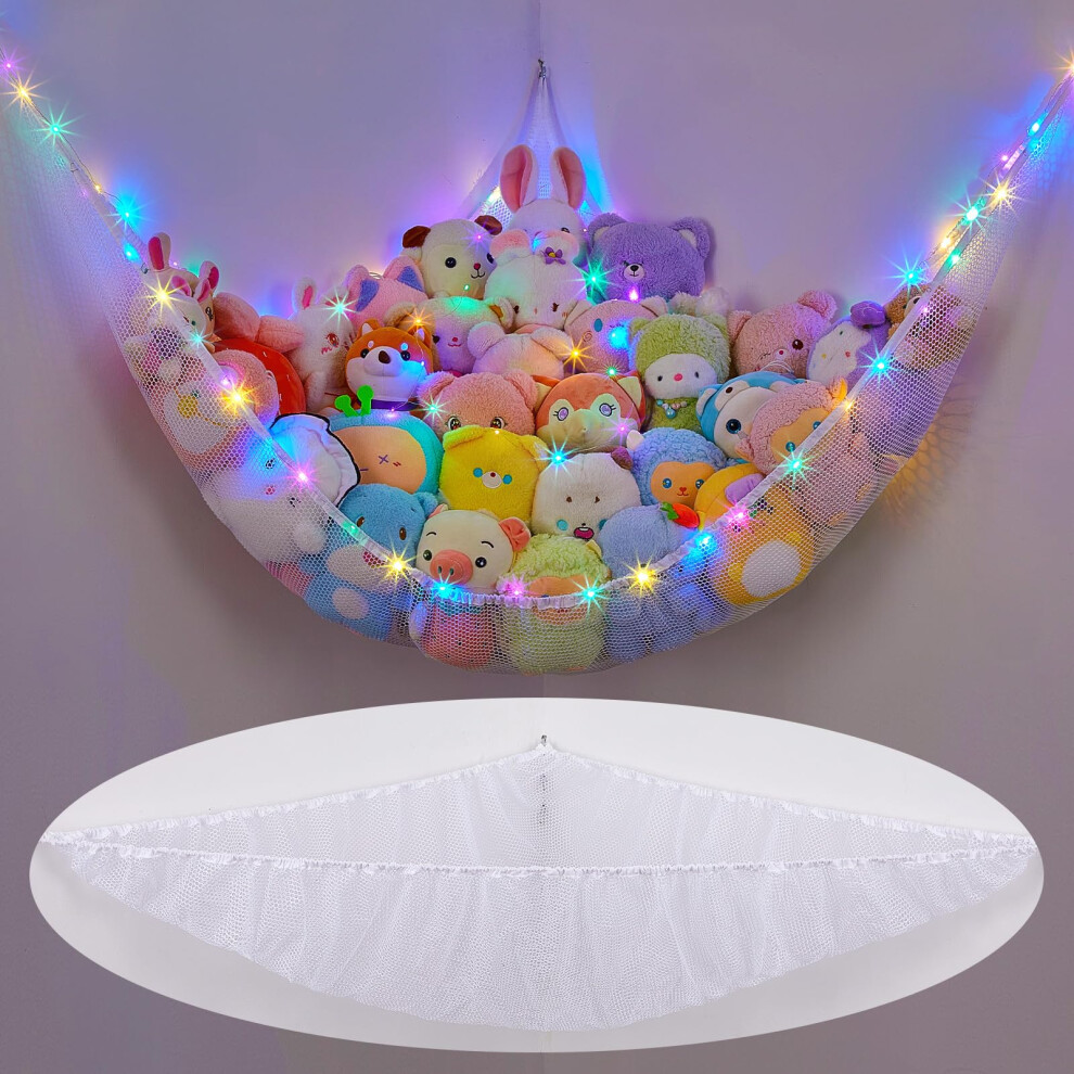 Toy Hammock For Stuffed Animals Soft Toy Storage Net With Led Cuddly Toys Organizer Holder Large Corner Hanging Net Plush Macrame Kids Light Mhjy