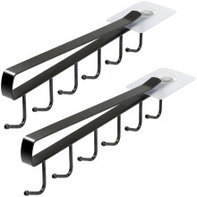 igadgitz home U7165 Metal Under Cabinet Storage (Set of 2), Under Shelf Mug Holder, Under-Cabinet Hanger Rack with Adhesive Fixing Pad -Black