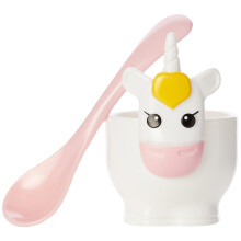 Joie Unicorn Hard Boiled Egg Cup Holder with Spoon, 2-Piece Set, One Size, White