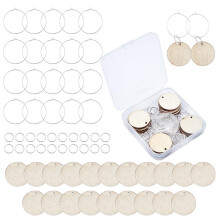 SUNNYCLUE 1 Box Wooden Wine Glass Charms Tags Wood Wine Glass Identifiers Markers with 20Pcs Wood Pendants & 20Pcs Hoop Earrings Findings & 20Pc Jump