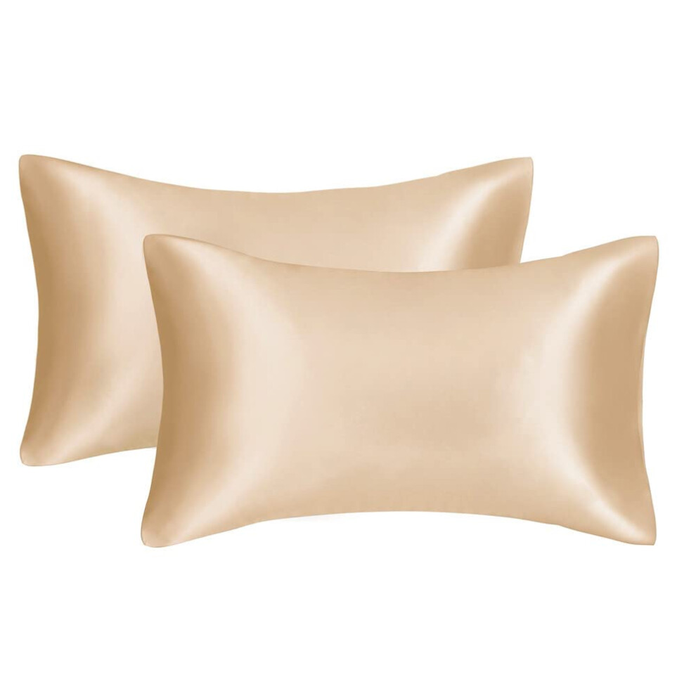 Juwenin Silk Pillowcase For Hair And Face Skin To Prevent Wrinkles With Hidden Zipper (Champagne)