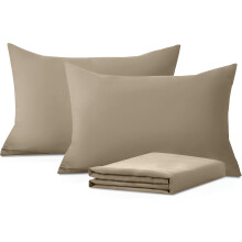 Moonlight Bedding Pillow Cases 2 Pack ? Beige Pillowcases Envelope Closure Super Soft Brushed Microfiber Standard House Wife Pillow Covers, (50 X 75