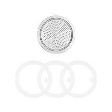 Sivaphe Espresso Maker Replacement Parts for Stainless Steel Moka Pot, Includes 1 Filter and 3 Silicone Gasket Seals (4 Cups)