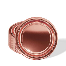 32pcs Metallic Rose Gold Paper Plates,7 inch Foil Rosegold Party Paper Plates Tableware Round Dinner Plate for Christmas,Birthday,Wedding,Picnic,