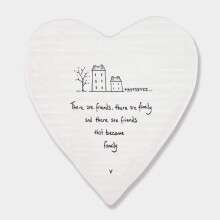 East of India White Wobbly Heart Coasters Porcelain Friends Family Gift Home Decor (Friends Become)