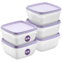 SmartStore Food Storage Containers 0.5L Set of 5 - Suitable for Fridge and Freezer - BPA Free Meal Prep Containers Reusable, Microwavable, Dishwasher