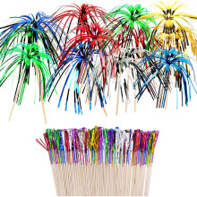 Palm Tree Picks Pack of 120 DBOO Cocktail Picks Cocktail Stick Decorations 6 Colours Cocktail Accessories Wooden Sticks Dessert Food Cupcake Toppers