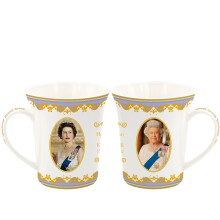 The Leonardo Collection Her Majesty Queen Elizabeth II Set of 2 Mugs, White, LP18204