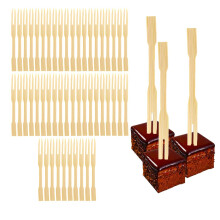 50 Mini Bamboo Cocktail Forks, Wooden Canape Sticks, Picks for Parties, Cupcakes, Fruit Skewers, Barbeque Sticks - 15cm, 25cm, 30cm