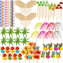 Ysimple 168 Pcs Cocktail Accessories for Drinks, Reusable Cocktail Party Decorations with Cocktail Umbrella Sparklers Cocktail Straws Sticks for