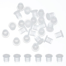 PATIKIL Salt and Pepper Shaker Stoppers 7mm/0.28", 25Pcs Plastic Salt Shaker Plug Replacement Reusable Clear Round End Cap for Pots Bottles Pipes