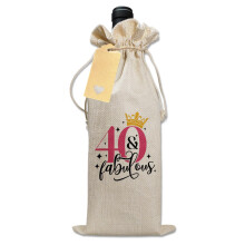 Bliceon 40th Birthday Gift Wine Drawstring Bag, Decorative Wine Bag with Witty Quotes, 40th Birthday Gift for Women, Unique Birthdays Gifts for Mum,