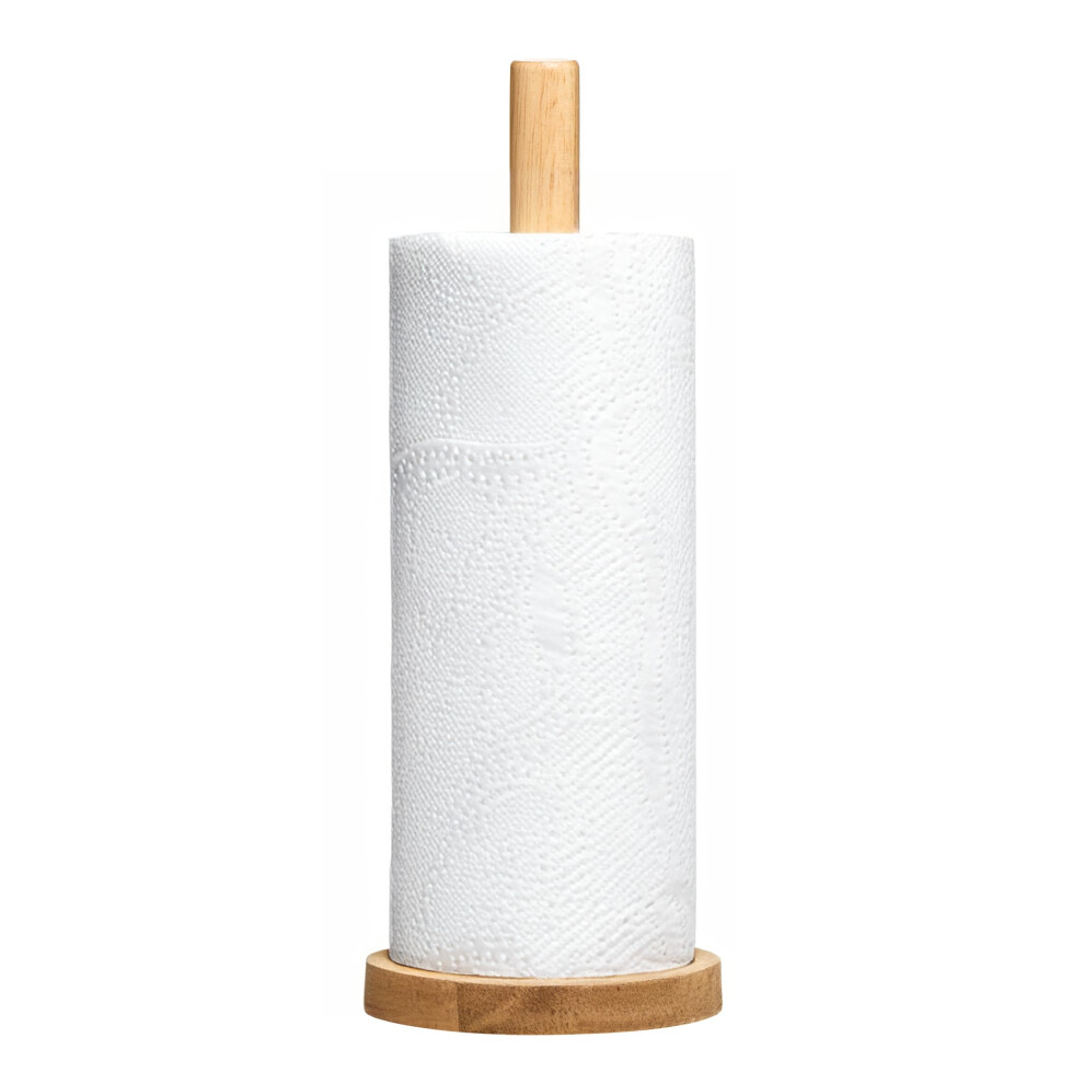 Premier Housewares Eco-Friendly Kitchen Roll Holder Rubberwood Toilet Roll Holder Sturdy Base Antifungal Paper Towel Holder For Kitchen Toilet Home
