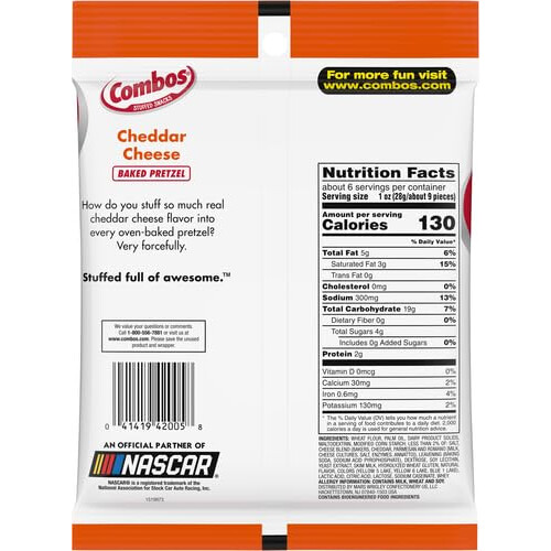 COMBOS Cheddar Cheese Pretzel Baked Snacks 6.3-Ounce Bag 1