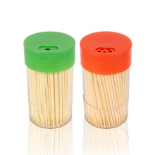 500 Bamboo Cocktail Sticks - 6cm, 2 Dispensers, Splinter Free Toothpicks in Storage Boxes, Sturdy Double Sided Picks for Dental Tooth Picks, Party