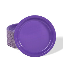 32pcs Purple Paper Plates,7 inch Purple Party Plates Tableware Solid Colour Round Dinner Plate for Christmas,Halloween,Birthday,Wedding,Picnic,