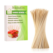 200 PCS Natural Bamboo Skewers Sticks, 20 CM Wooden Skewer for BBQ Appetizers Fruit Kebabs Grilling Barbecue Mini Burger Sausage Kabob Chocolate
