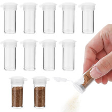 12pcs Mini Travel Salt and Pepper Shakers Set Mini Plastic Pepper Shakers, Powder Icing Sugar Shaker Duster with Lid,Portable Flour Shaker Duster for