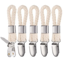 5 Pcs Hanging Tea Towels Clip, Brackets-Braided CottonTowel Clips with Hanging Loop, Cloth Hook Clip Hangers for Home Kitchen Bathroom Cupboards Cloth