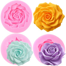 RFGHAC Flower Cake Fondant Moulds Rose Flower Silicone Moulds for Cake Decorating Chocolate Gum Paste Candy Polymer Clay Set of 3