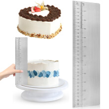 ADERTOS 12 Inch Cake Scraper Buttercream Smoother Metal Cake Edge Scraper with Scale, Stainless Steel Icing Scraper Large Cake Smoother Cake