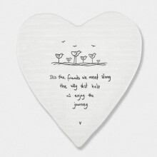 East of India Porcelein Heart Shaped Coaster 'It?s the friends we meet.' Gift