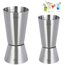 Set of 2 Stainless Steel 25/50 ml & 15/30 ml Cocktail Jigger Spirit Measure Cup, Shot Measure Dual Measuring Cup for Bar Party Wine Cocktail Drink