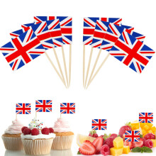 100 PCS Union Jack Toothpicks?King Charles III Coronation Cocktail Sticks with Flags?Union Jack Party Supplies Cake Toppers for Food Sandwich Cupcake