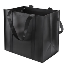 Udewo 1 Pack Reusable Grocery Tote Bag, Black Non-Woven Shopper Bag Shopping Cart Bag Stands Upright Tote Bag Foldable Shopping Bag Shopping Tote with
