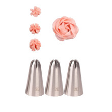2D Piping Nozzle Set for Cake Decorating,2D Large Drop Flower Icing Nozzle,2D Closed Star Piping Tip,3 Pcs