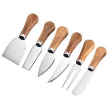 Guojanfon 6 Piece Cheese Knives Set with Wooden Handle, Mini Steel Stainless Cheese Knife Set for Charcuterie anCheese Spread, Perfect for Cheese
