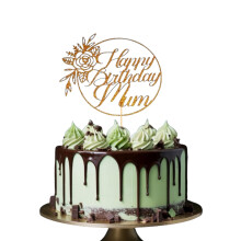 Happy Birthday Mum Cake Topper Glitter Card ? Mum Birthday Cake Decoration ? Birthday Topper for Mum ? Handmade UK by 3 LITTLE DESSERTS