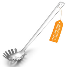 Spaghetti Spoon, ReaNea Pasta Server, Stainless Steel Pasta Spoon with Teeth, One-Piece Metal Pasta Fork, Noddle Fork Kitchen Utensils, Heat