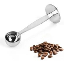 Dzxin Coffee Scoop 2#,304 2-in-1 Stainless Steel Stand Coffee Powder Measuring Scoops Tamper Spoon Tools for Coffee Bean Press Coffee Grinding