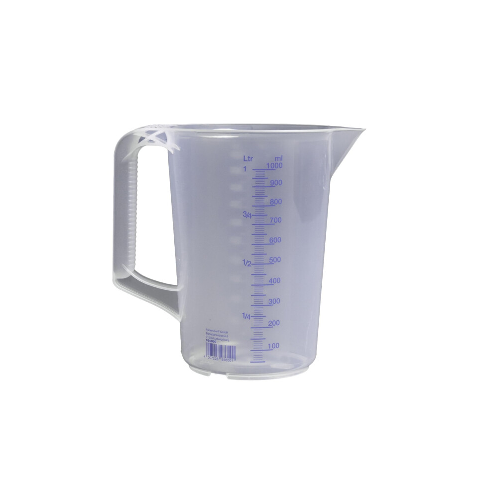 h?nersdorff Transparent measuring jug, Plastic, Transparent/Blue, 1 L-image-OPC-PTD99P7-NEW