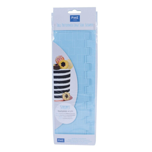 PME Stripe Patterned Side Scraper for Cake Decorating-10 inches, Transparent