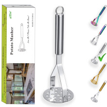 Stainless Steel Potato Masher, Berglander Heavy Duty Metal Potato Ricer, Food Masher Utensil Hand Masher, Vegetables Fruits Versatile Masher, Heat