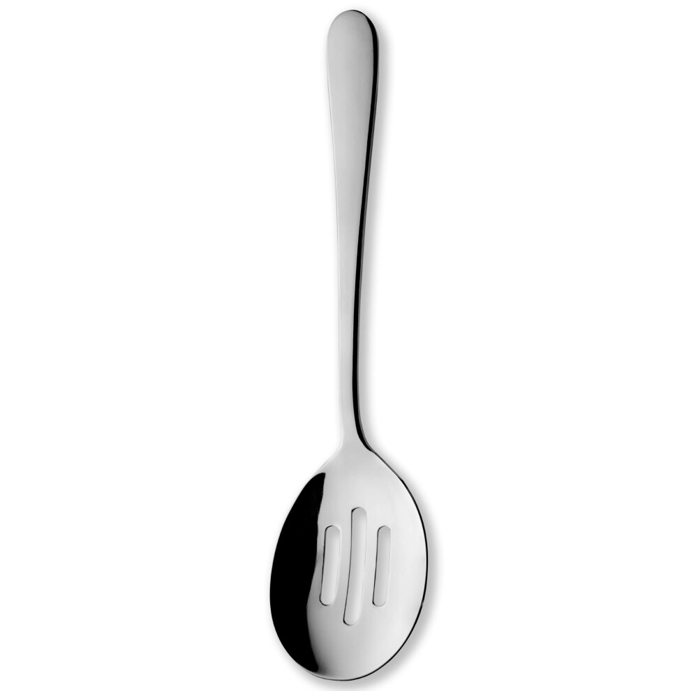 Grunwerg Windsor Carded Slotted Serving Spoon Ssvgwdr/C, 18/0 Stainless Steel, Black