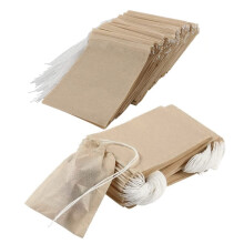 Lahviuu Tea Bags Empty, 200 Pcs Paper Filter Disposable Natural Pulp Material Infuser with Drawstring, Loose Leaf Strainer Bag for and Herb Powder,