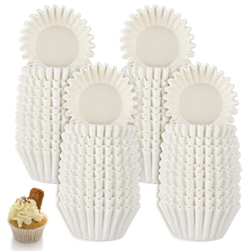 FANTESI 1000 Pcs Mini Muffin Cases Mini Cupcake Cases Greaseproof Paper Baking Cups for Cake Balls, Muffins, Cupcakes and Candies (White)