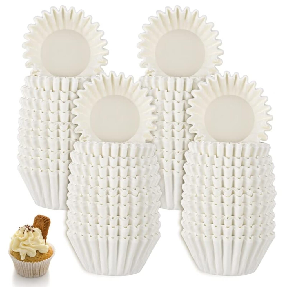 Fantesi 1000 Pcs Mini Muffin Cases Mini Cupcake Cases Greaseproof Paper Baking Cups For Cake Balls, Muffins, Cupcakes And Candies (White) White
