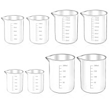 Small Measuring Jug 8 Pcs Plastic Small Measuring Cup Transparent Liquid Ml Measure Jugs for Pouring Lab Kitchen 200ml 150ml 100ml 50ml