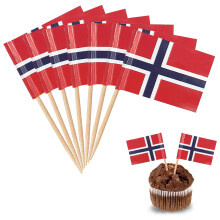 YXHZVON Norway Toothpick Flags Cake Toppers, Pack of 100 Cocktail Stick Flags Food Flags - World Cup Party Decoration Sandwich Cocktail Fruit Stick