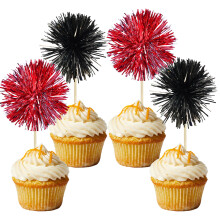 Gyufise 30Pcs Foil Firework Cupcake Toppers Sparkle Tinsel Cake Toppers Tinsel Drink Cake Decoration Cocktail Picks for Birthday Wedding Graduation