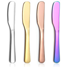 ReaNea Butter Knife Spreader 4 Pcs, Stainless Steel Butter Knives With Titanium Gold, Colorful, Rose Gold, Restaurant-Grade, Smooth Rounded Edge for